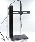 Vertical Heat Press Tool For Embedded Insertion With 60W Soldering Iron M2 To M8 Tip Adapter shown with dimensions.