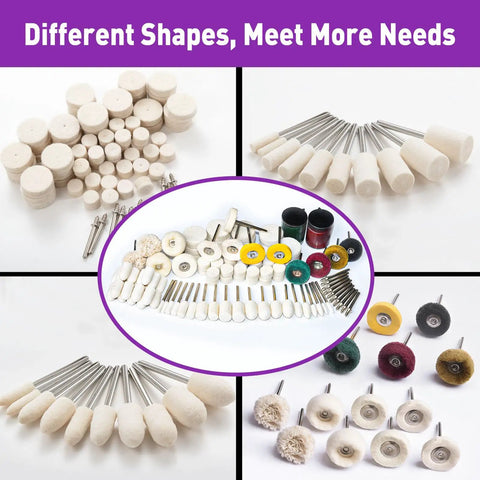 114 Piece Polishing Kit With Two Polishing Compounds And 1 Eighth Inch Shank Buffing Wheels for metal, wood, jewelry, brass, watches