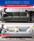 Before and after of sofa with 8 Pack 5 Inch TPU Silent Shopping Cart Wheels Kit With Dual Ball Bearings For Grocery Carts attached