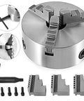 4 Inch Self Centering Lathe Chuck With Three Jaws And Two Sets Of Jaws For Grinding And Milling Machines
