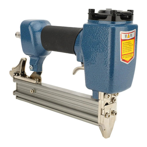 Heavy Duty Pneumatic Brad Nailer And Air Staple Gun featuring cast aluminum housing and ergonomic grip, ideal for carpentry projects.
