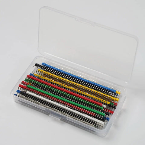 36 Piece Breakable Pin Header Kit 2.54mm Pitch Single Row Male Headers Multi Color Set for PCB in a transparent box