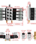 Dimensions and components of Beefy 4V230C-08 Solenoid Pneumatic Valve 5 Way 3 Position with PT1/4 Ports and 24V DC Coil.