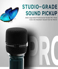 Metal microphone head detail of Dual Wireless Microphone System For Singing And Speaking With 240 Ft Range And 3 Ms Latency