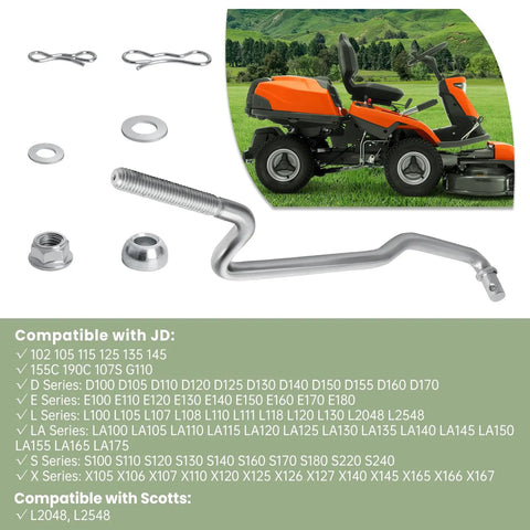 Front Draft Rod And Mower Deck Lift Linkage Arm Kit For 100 Series Tractors Pro Grade Replacement Mounting Hardware M112982 H135891 24M7044 M144705 Included Compatible With 102 105 107H 107S 115 125 155C 190C 92H Models; steel rod and hardware