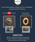 Comparison of genuine DOT fasteners and inferior copies for marine hardware applications.