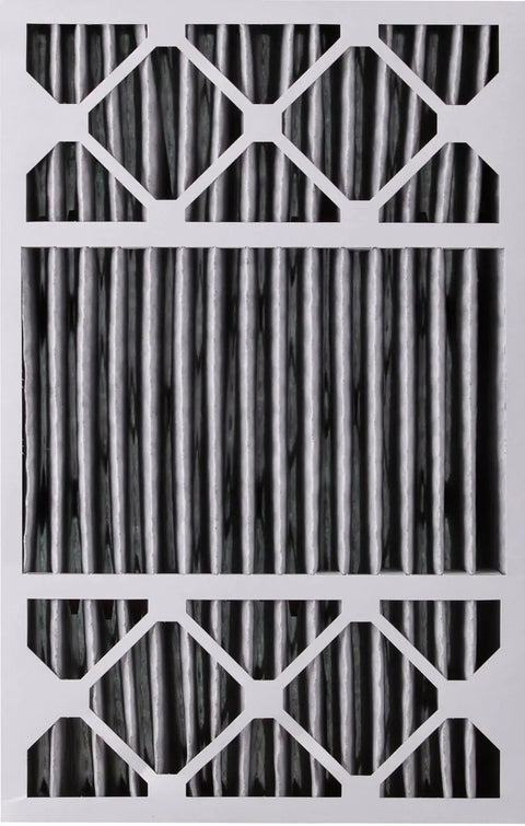 Replacement 16x25x5 Air Filter MERV 12 Plus Carbon for Your Home HVAC System, detailed close-up view of pleated filter design