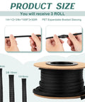 Hands demonstrating 300 Ft Braided Wire Loom Kit in quarter inch, half inch, and three eighths inch PET cable sleeving