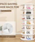 7 Tier Rotating Shoe Rack With 360 Degree Spin, Holds 28-32 Pairs, Lazy Susan Style Shoe Organizer Tower For Closet, Bedroom, White