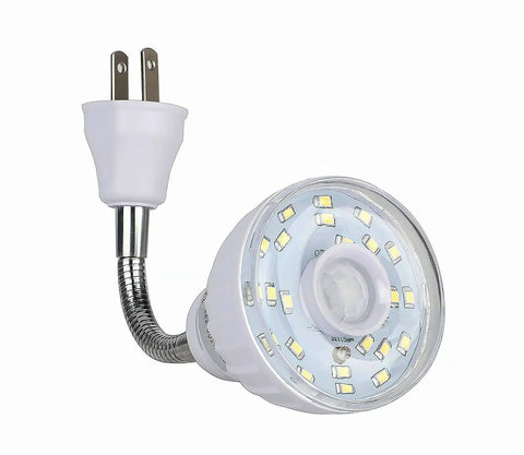 LED Motion Activated Night Light With Rotating Head And Flexible Sensor No Fuss Plug In AC Outlet Wall Lamp For Hallways Stairs Bedroom, Garage, Basement Dusk To Dawn 360 Degree Coverage