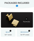 Premium Brushed Gold Cabinet Handles Zinc Alloy Drawer Pulls Modern Arched Kitchen Hardware Single Hole Five Pack showing knobs and screws.