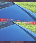 Before and after using Heavy Duty Auto Dent Repair Kit With 1380W Beast Induction Heater For Steel Surfaces on car hood