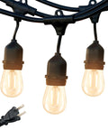 Ambience Pro Waterproof LED Outdoor String Lights for Patio 48 Ft With 15 Hanging Dimmable 2W Vintage Edison Bulbs close-up view