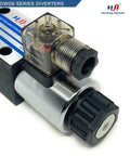 Beefy Size Six 3-Position 4-Way Hydraulic Valve With Electric Solenoid NG6, 2-Pin, 4-Port Directional Control AC 110V close-up