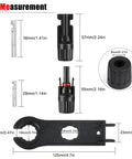 Measurements of 50 Pairs Waterproof Solar Panel Connectors With Pins And Spanners, MC4 Style Male And Female Plugs