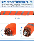 Soft Brush Roller for DuoClean Vacuum NV800 NV801 NV803 UV810 HV380 Series, orange with dimensions 8.74in x 0.5in