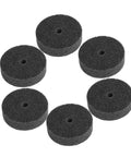 Grab Your Set Of 6 Nylon Buffing Wheels For Bench Grinder With 10mm Hole And Durable Material For Polishing Tools And Fast Burnishing Projects, dark grey nylon discs arranged.