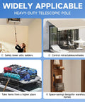 No-Fuss Attic Ladder Pull Down System Kit With Telescoping Extension Rod Door Hook D Ring And Mounting Screws Replacement For Attic Pull Down Cord 20 To 40 Inch Adjustable Space Saving Heavy Duty Aluminum Pole for attic ladders and sunshades