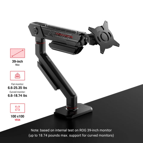 Legit Heavy Duty Monitor Arm With Sleek Cable Routing, Smooth Tilt And Swivel Flex, Takes Displays Up To 39 Inches, Ergonomic Vesa Mount on black desk.
