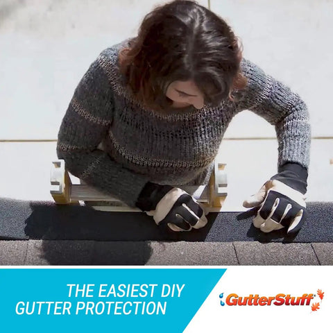 Person installing Gutter Guard Foam Filter For 4 Inch K Style Gutters No Fuss Easy DIY Install Year Round Leaf Protection