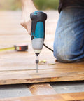 Person using a power drill with Self Tapping And Self Drilling Kit In 410 Stainless Steel With Washer Head on wooden plank