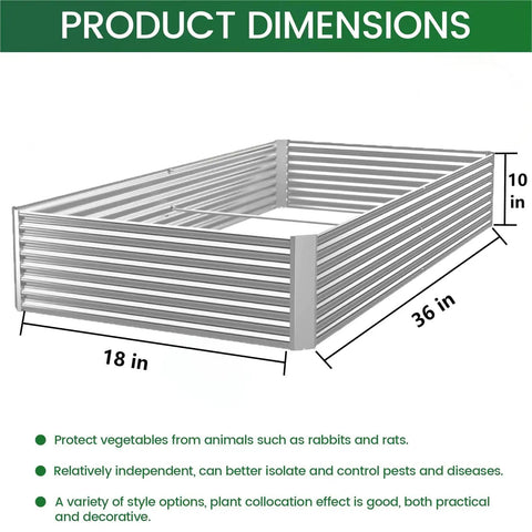 Three Piece Galvanized Raised Garden Bed Set For Outdoors 36 Inch By 18 Inch Above Ground Planter with dimensions 36 in x 18 in x 10 in