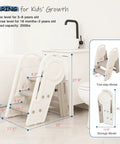 Hassle Free Three Step Bathroom Stool For Toddlers With Adjustable Handlebars, foldable and built tough for easy sink access.