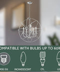 24-Inch Modern Orb Chandelier With Five Lights In Chrome Finish, Intertwining Ring Design For Farmhouse and Mid-Century Spaces