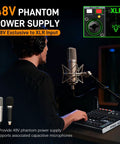Man using Six Channel Audio Mixer With USB Audio Interface And Bluetooth, 24 Bit 192 kHz Recording in studio
