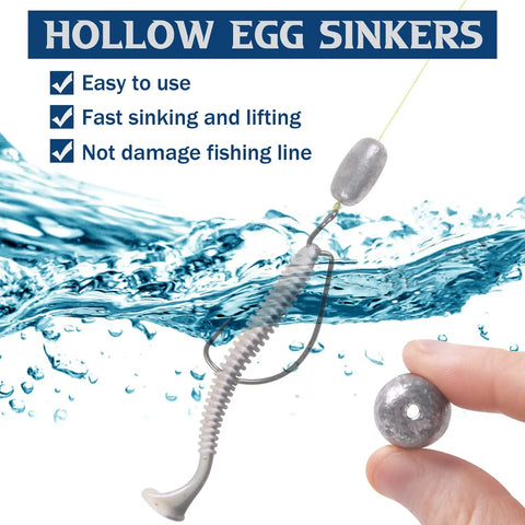 42 Piece Egg Sinker Fishing Weights Kit For Saltwater Bottom Fishing Rigs Carolina Rig Weights Set With Assorted Sizes From One Eighth Ounce To Two Ounces In Premium Electrolytic Metal And Durable Plastic Box