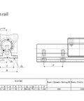 Technical drawing of Heavy Duty Linear Rail Kit With 200mm Rails And SBR12UU Slider Blocks End Stops For CNC Routers And 3D Printers