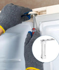 Installing Heavy Duty Zinc Alloy Freezer Door Hinges Replacement Set 2 Pcs With 4 Screws on refrigerator, glove detail.