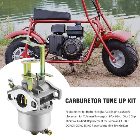Carburetor Tune Up Kit Replacement For Coleman CT100U CC100X SK100 Mini Bike Go Kart Predator 79cc 97cc 3HP Gas Engines Powermate Edger 152F 154F 156F Red Pro Grade DIY Friendly