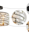 Crystal 3-Light Semi Flush Mount Ceiling Light Fixture With E12 Bases, D12 x H9 Inches, Sparkling Crystal Sticks Shade, Luxe Light Gold, Matte Black Finish, showcasing detailed view of mounting, glass, and gold accents.