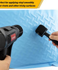 Using heat gun and sponge roller from Vinyl Wrap Tool Kit for Cars With Heat Gun, 16Ft Cord, Squeegee, Vinyl Tucking Tool.