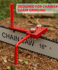 Heavy Duty Chainsaw Bar Rail Closer Tool for Precise Rail Alignment and Chain Grinding installed on chainsaw bar
