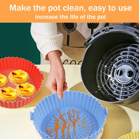 Two Pack Round Silicone Air Fryer Liners Fits 1 To 3.5 Qt Baskets Reusable Pot Bowl For Air Fryers Top 6.5 Inch Bottom 5.5 Inch