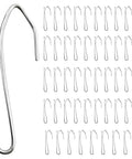 50 Pack Heavy Duty Stainless Steel Pinch Pleat Curtain Hooks 2.68 Inch Drapery Hooks, stainless steel hook shown in close-up and pack view