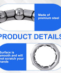 Close-up of 30 Piece Bike Bearing Set for BMX and Everyday Riders With Fixed Cage Ball Bearings in 10 Sizes 4mm To 8mm Range Includes One Sixth To One Third Inch Options Gear Up Pro Grade Repair Parts for Hubs Wheels and Bearings Silver, showing smooth premium steel bearing.