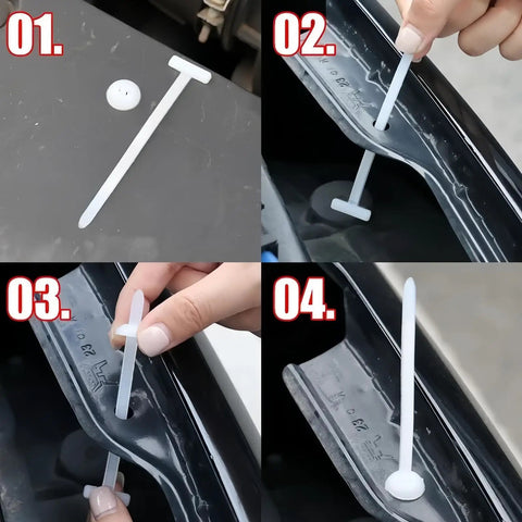 Installation of 50 Pack Nylon Self Locking Cable Tie Buckles Heavy Duty Universal Car Repair Clips for bumpers and trunk lining