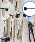 Six Pack Magnetic Hooks With Neodymium Magnets Strong Hold For Office Bathroom Kitchen And Fridge Great For Towels Grills Mugs And Gear On Cruise Ships Or At Home Garage Organization Three Inch Long Mini Hangers With One Point Seven Pound Capacity on tool wall