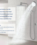 Brushed Nickel Waterfall Shower Head With Handheld Spray Combo featuring 3 Way Diverter and Stainless Steel Hose in use