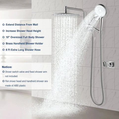 Brushed Nickel Waterfall Shower Head With Handheld Spray Combo featuring 3 Way Diverter and Stainless Steel Hose in use