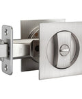 Brushed Nickel Pocket Door Lock Privacy Square Hardware Not Adjustable for Pocket Doors and Sliding Doors One Pack
