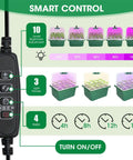 Self Watering Seed Starter Tray With 8 LED Grow Light Reusable 60 Cell Germination Kit With Humidity Dome control settings