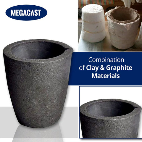 Foundry Clay Graphite Crucibles 3 To 6 Kg Capacity for melting metals, shown in detailed view with material composition focus.