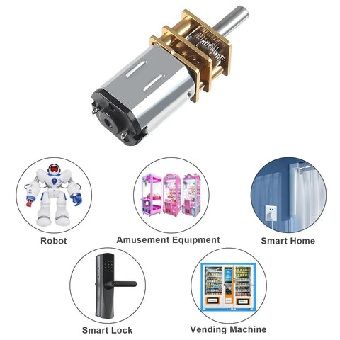 Three Pack 12V 500 RPM N20 High Torque DC Gear Motor With 3mm Shaft, Metal Gearbox Micro Motor for robotics and various machinery
