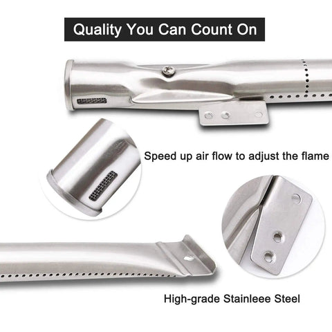 Grill Replacement Parts Kit With Heat Plate Shield And Igniter For Nexgrill And Members Mark 720-0830 Series, close-up detail of burner tube.