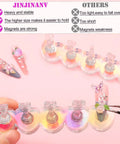 Pro Grade Magnetic Nail Stand For Press Ons With Thick Base And Taller Pegs Anti Tip Acrylic Nail Holder With Reusable Adhesive Tape Stays Steady While You Paint 1000 Practice Uses And Zero Magnetism Loss shown with heart-shaped pegs.