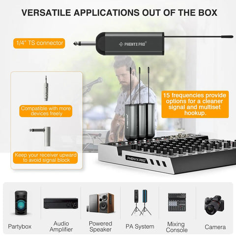 Digital Wireless Karaoke Microphone System With Mini Receiver And Bodypack Transmitter, 15 UHF Channels shown in use.